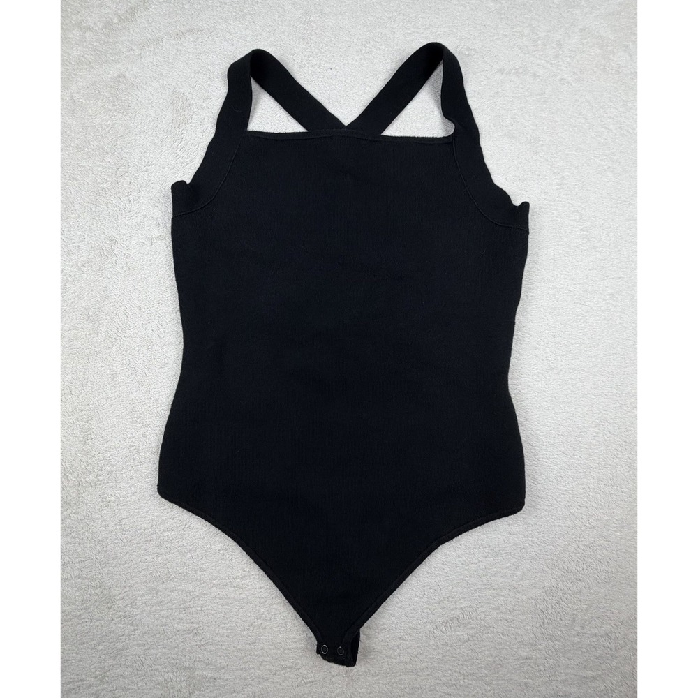 Abercrombie & Fitch Black Knit Bodysuit Women's XL Cross Back Sleeveless